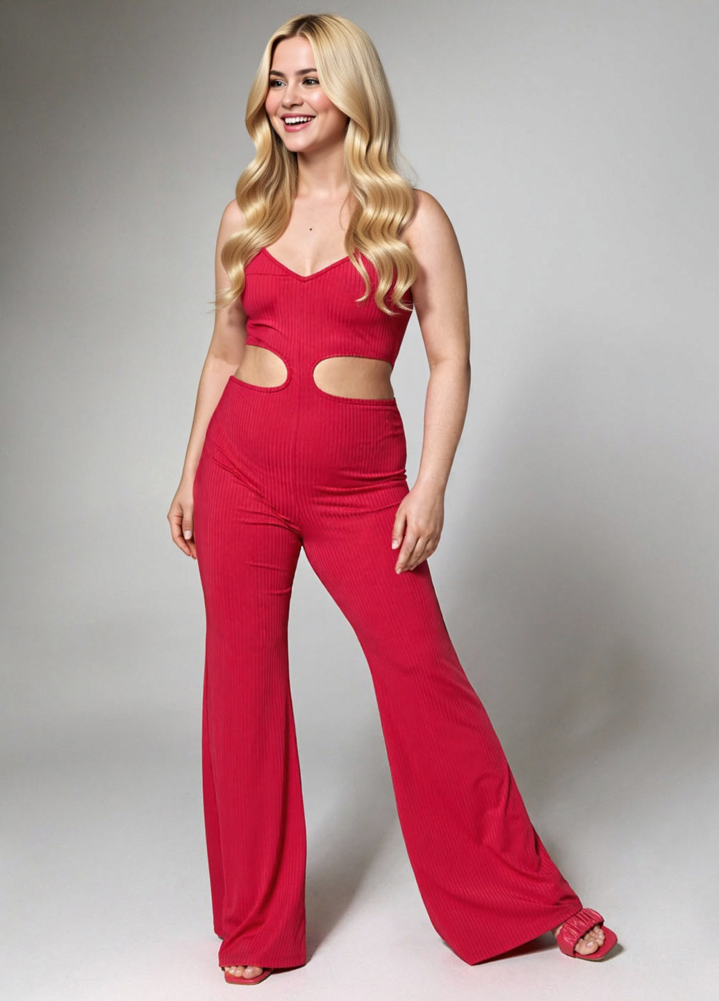 Комбінезон Sinsay комбінезон-брюки однотонний червоний кежуал трикотаж, поліестер