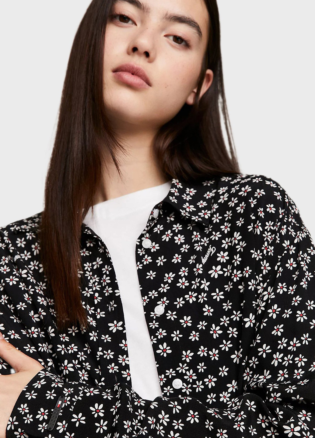 Черная кэжуал рубашка с цветами Tommy Jeans