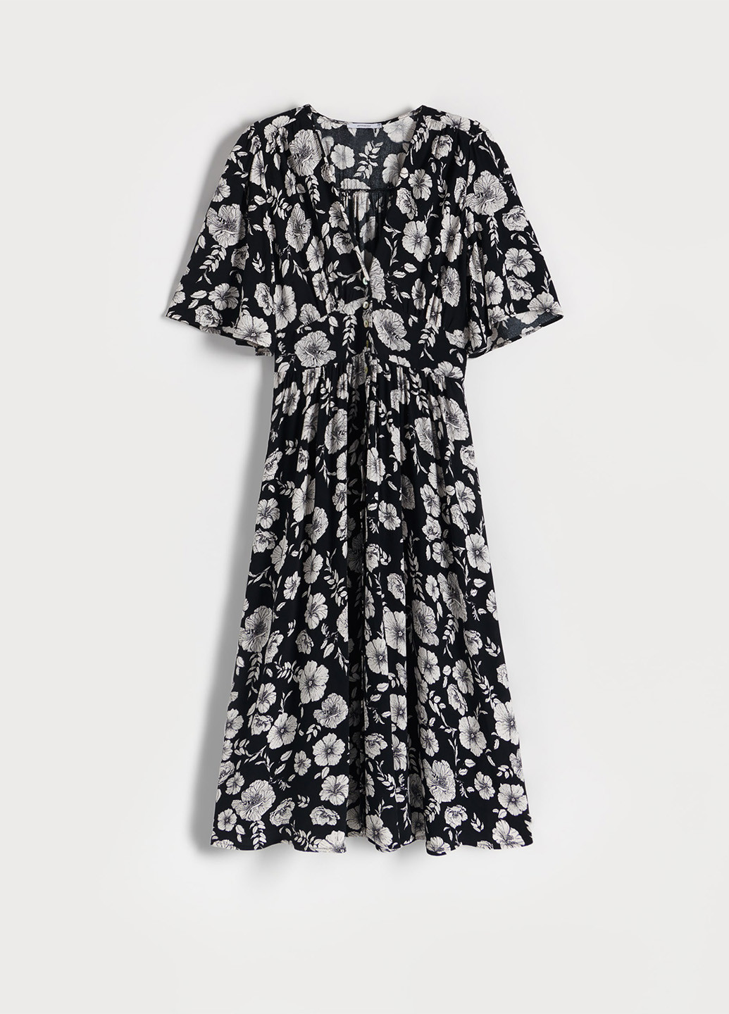 Чорно-білий кежуал сукня кльош Reserved з квітковим принтом