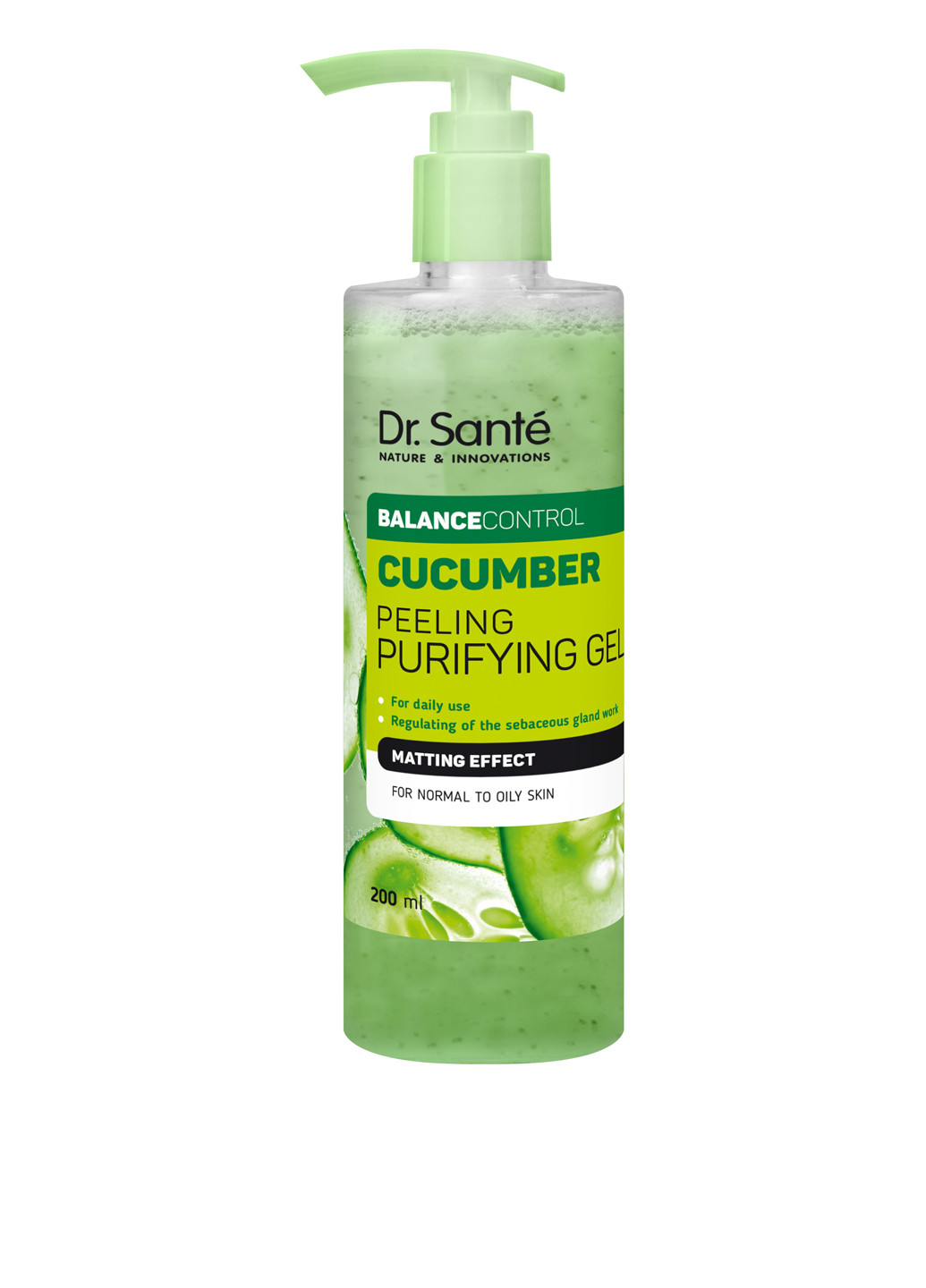 Cucumber Мягкий гель-пилинг для ежедневного использования, 200 мл Dr. Sante (283017607)
