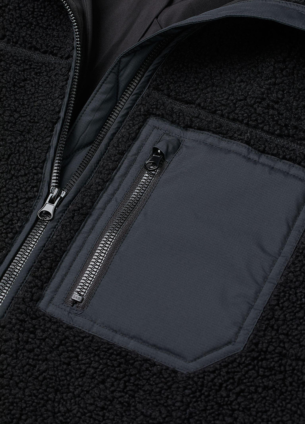 Чорне демісезонне Куртка довжина флісова однобортне H&M