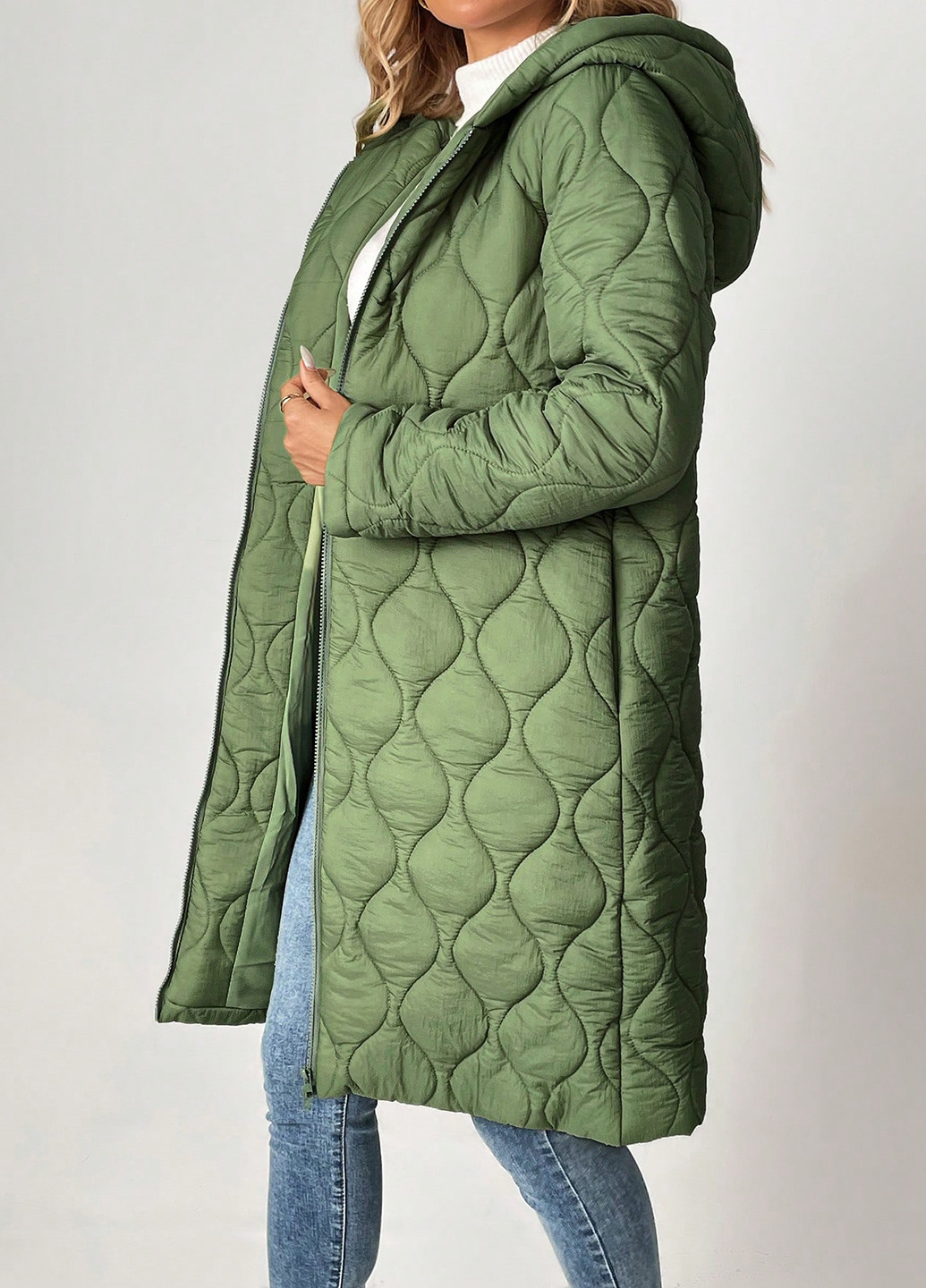 Оливковая зимняя куртка куртка-пальто SHEIN