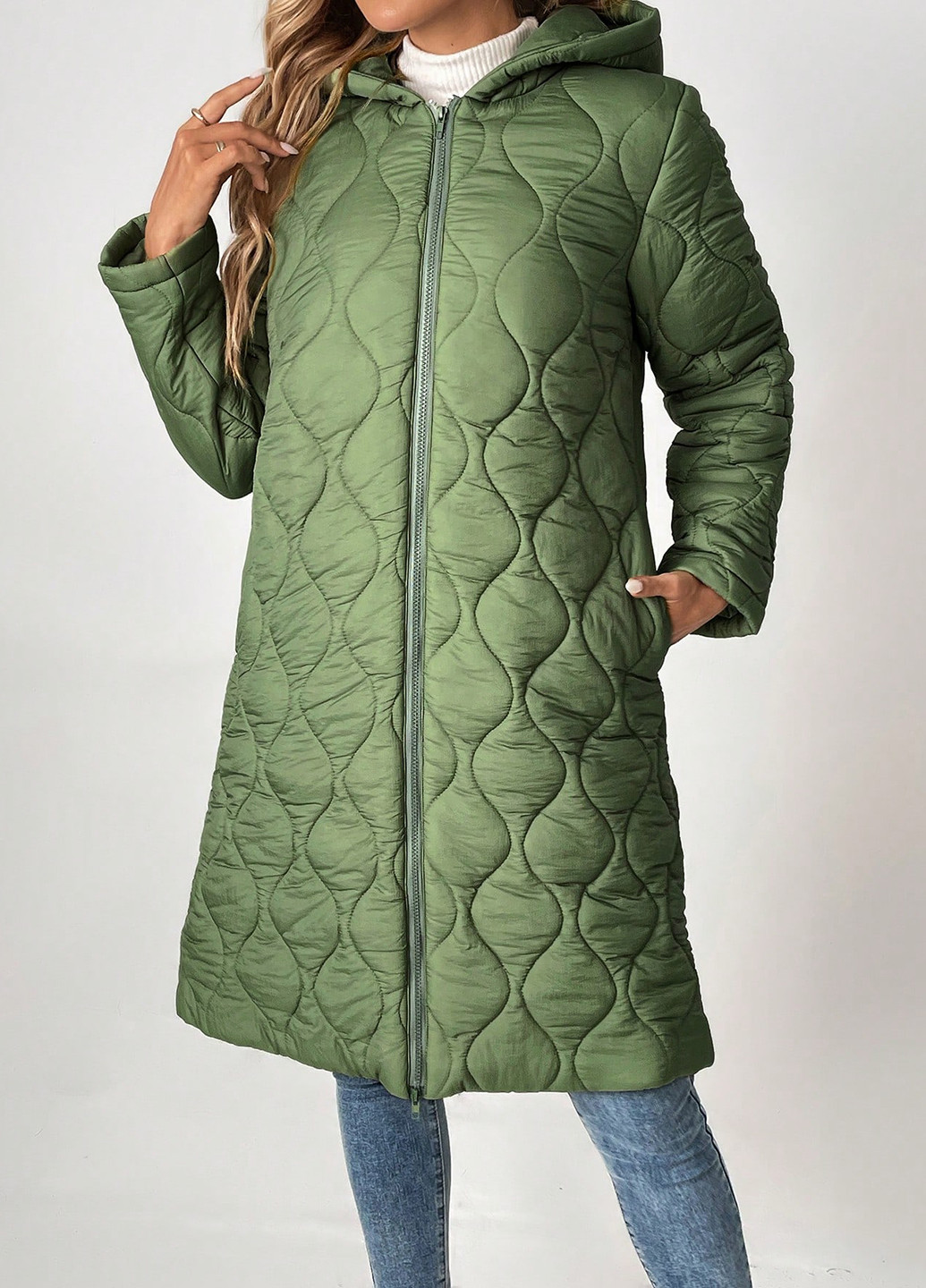 Оливковая зимняя куртка куртка-пальто SHEIN