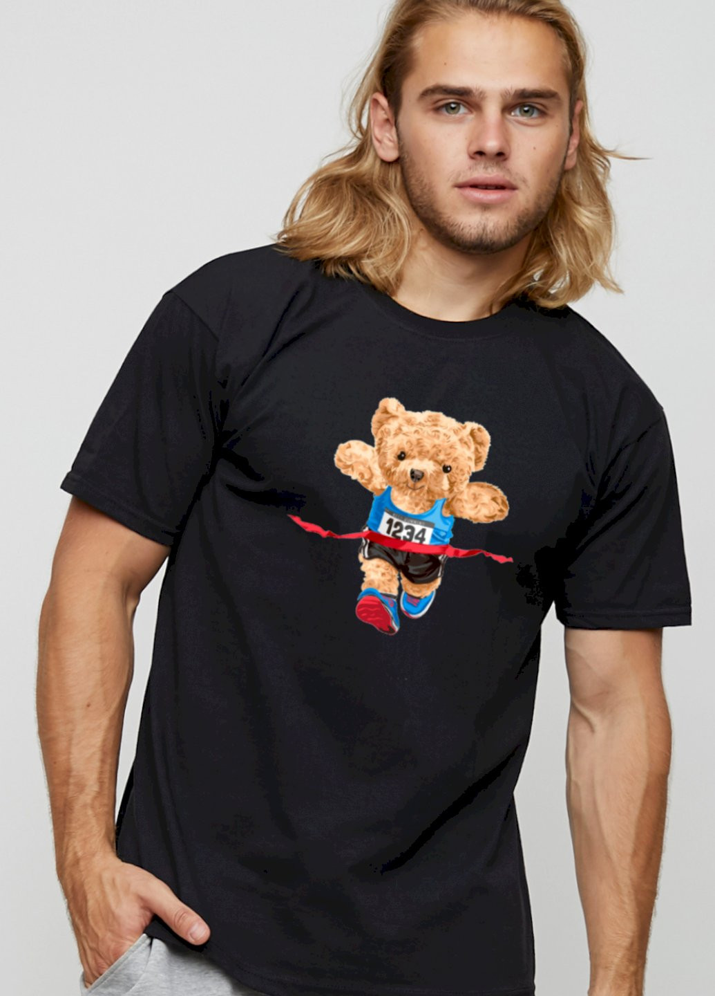 Чорна футболка чоловіча basic /air print/ YAPPI