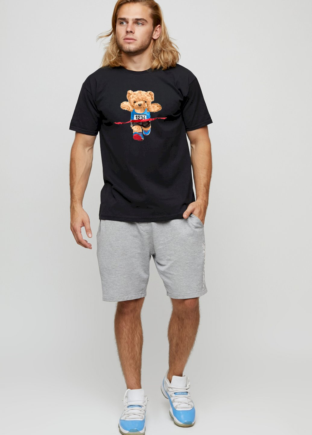 Чорна футболка чоловіча basic /air print/ YAPPI