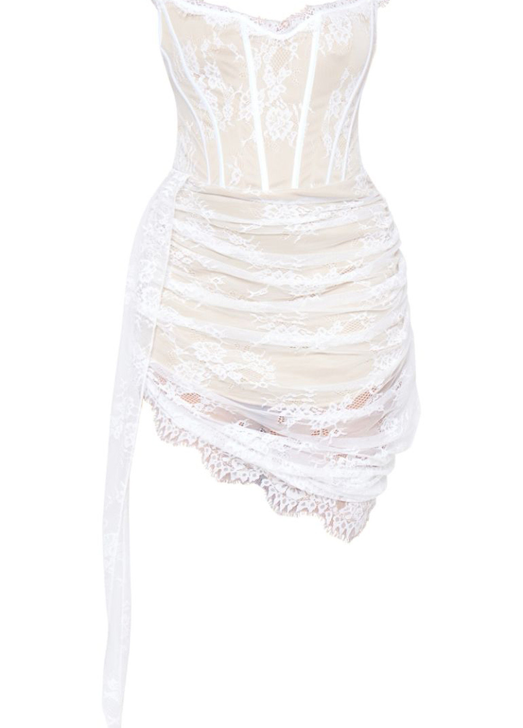 Белое праздничный, коктейльное платье с открытыми плечами PrettyLittleThing однотонное