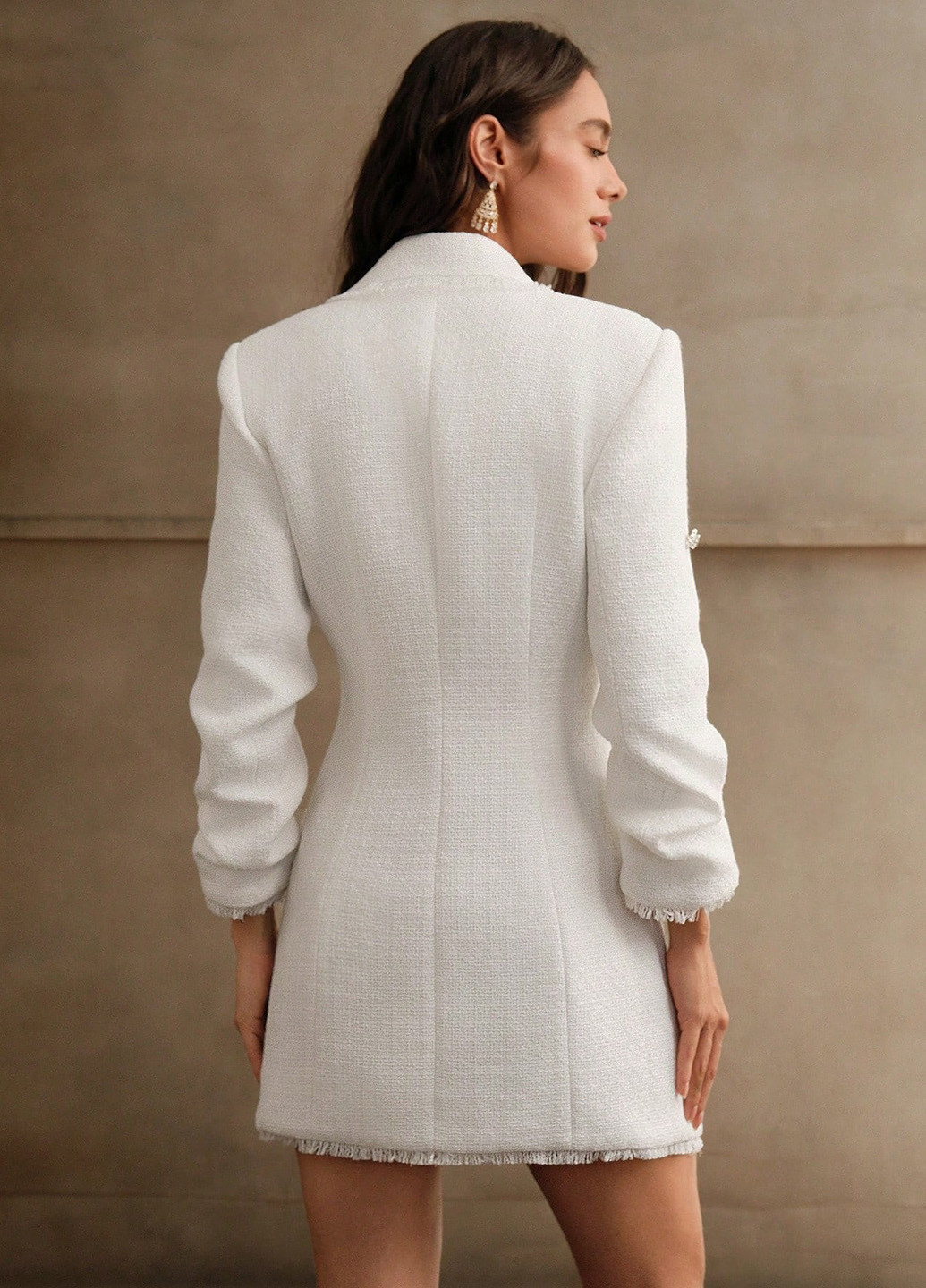 Білий кежуал сукня сукня-жакет Anewsta однотонна
