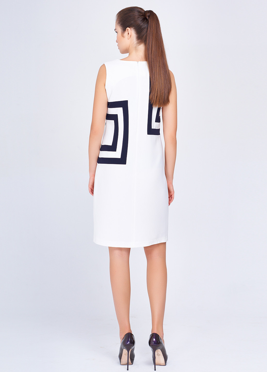 Білий кежуал сукня футляр Sellin з геометричним візерунком
