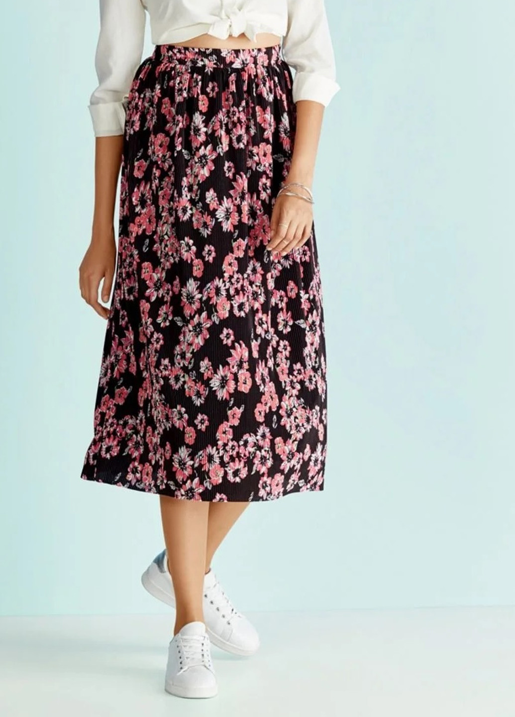 Черная кэжуал цветочной расцветки юбка Esmara плиссе