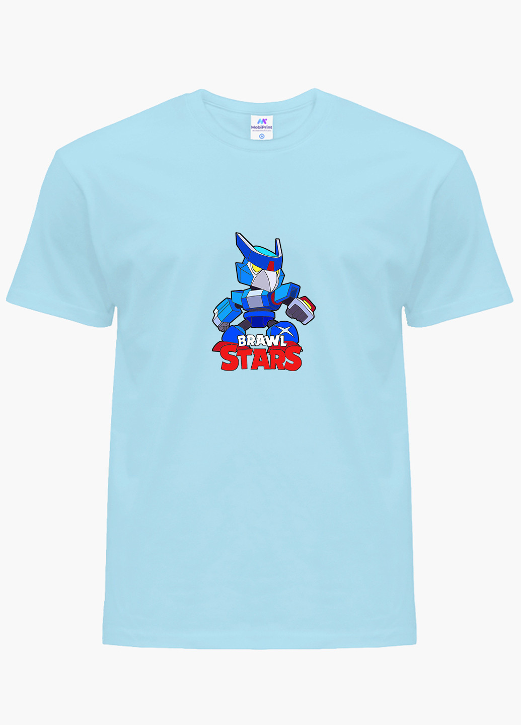 Голубая демисезонная футболка детская ворон меха бравл старс (crow mech brawl stars)(9224-1008) MobiPrint