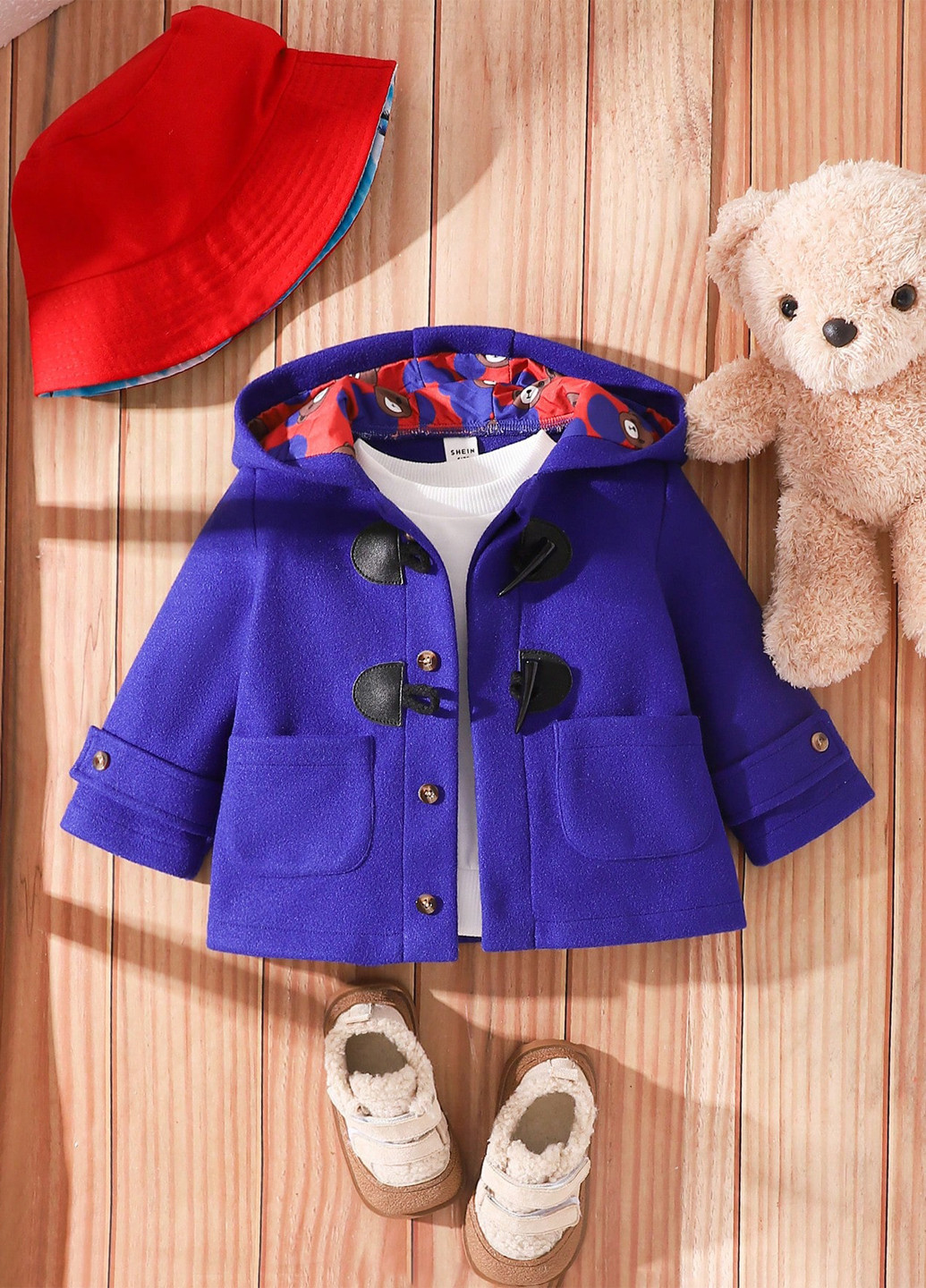 Синє демісезонне Пальто дафлкот SHEIN