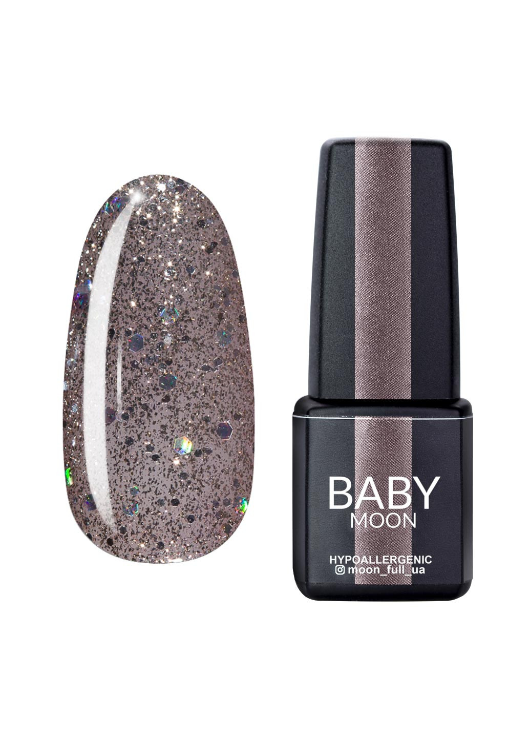 Гель лак BABY Dance Diamond Gel polish, 6 мл №016 сріблясто-бежевий з різнокольоровим гліттером Moon (251417379)