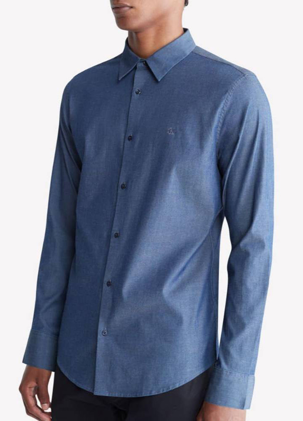 Синяя кэжуал рубашка с логотипом Calvin Klein