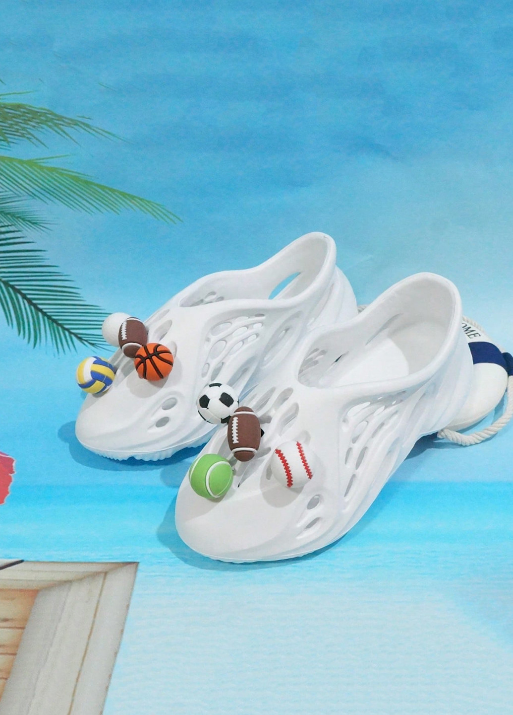 Белые пляжные сабо SHEIN Без шнурков