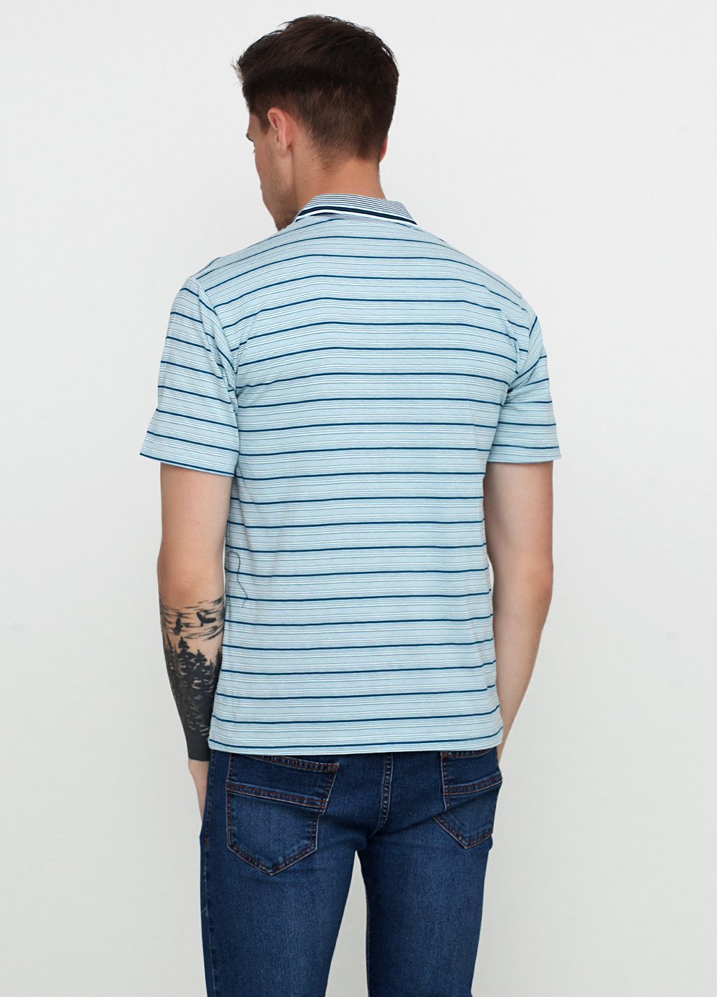 Блідо-бірюзова футболка-поло для чоловіків в смужку Mtns Fashion (224054587)