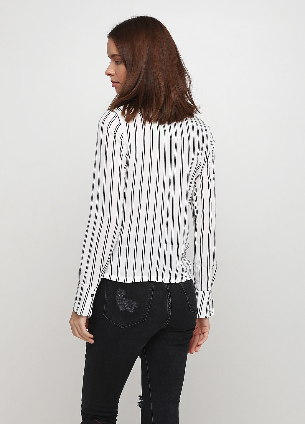 Черно-белая кэжуал рубашка в полоску H&M