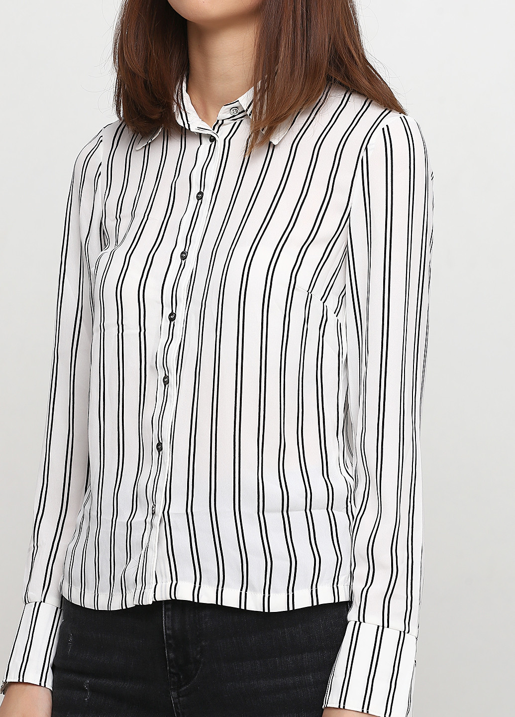 Черно-белая кэжуал рубашка в полоску H&M