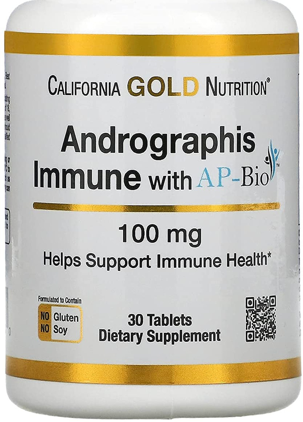 Андрографис для иммунитета Andrographis Immune with AP-BIO, 100 mg, 30 Tablets California Gold Nutrition (254325770)