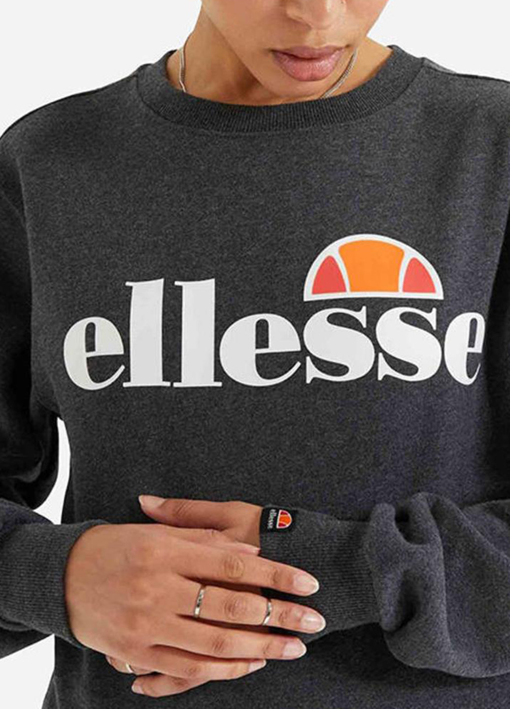 Сірий світшот sgs03238-dark-grey-marl Ellesse логотип без декору (321974830)