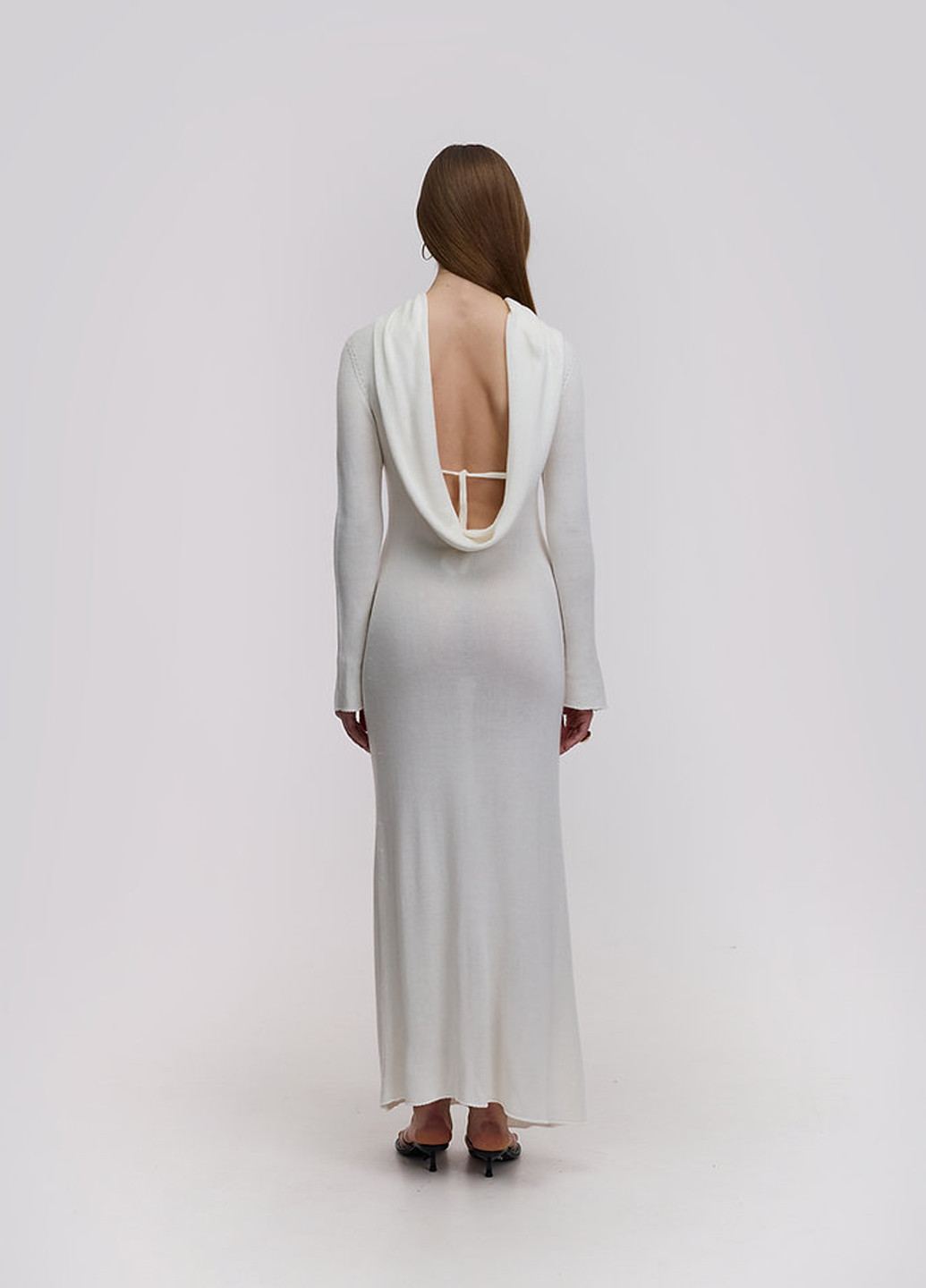 Белое вечернее, кэжуал, пляжное платье с открытой спиной KNITLAB однотонное