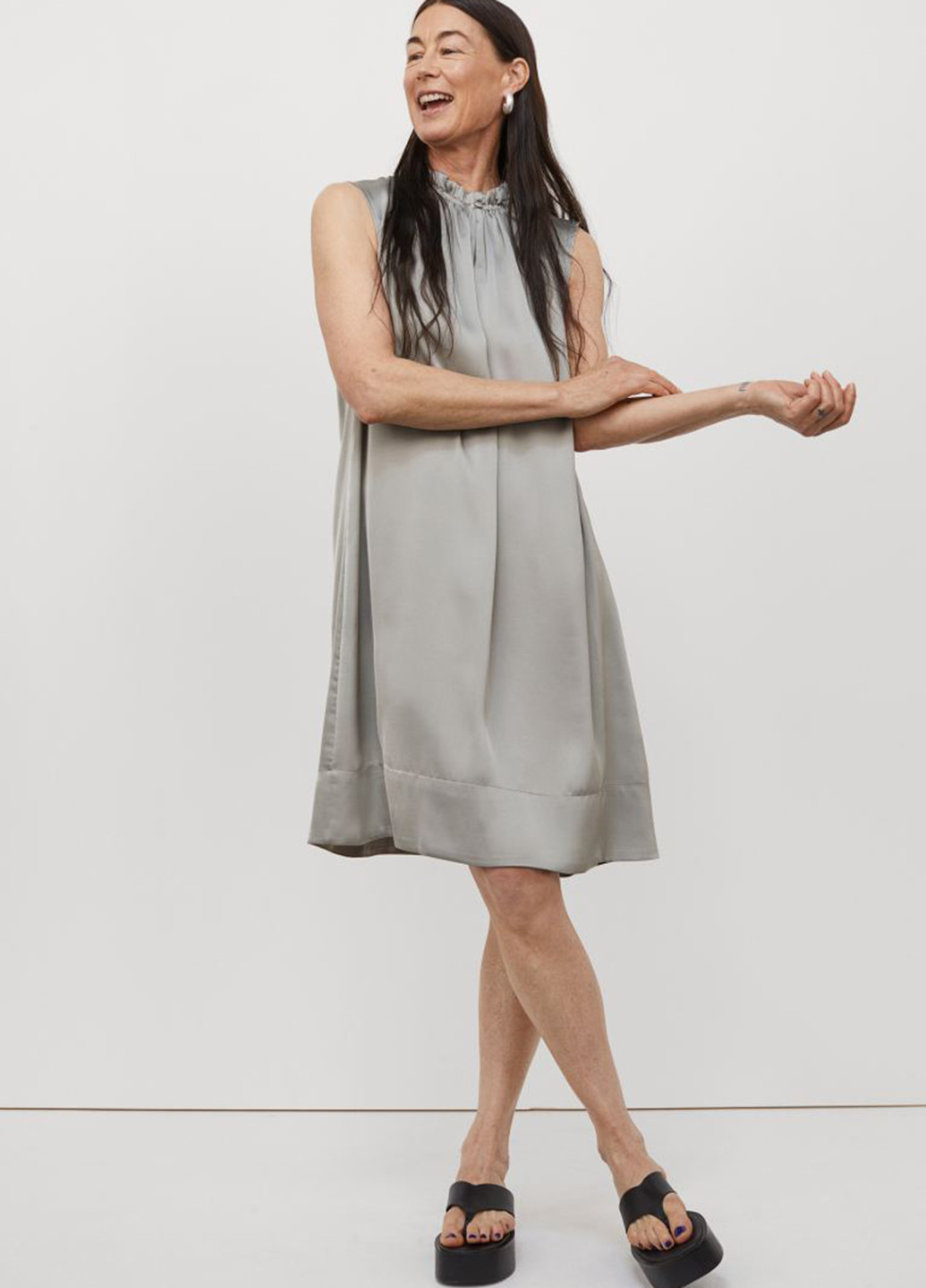 Сіра кежуал сукня H&M однотонна