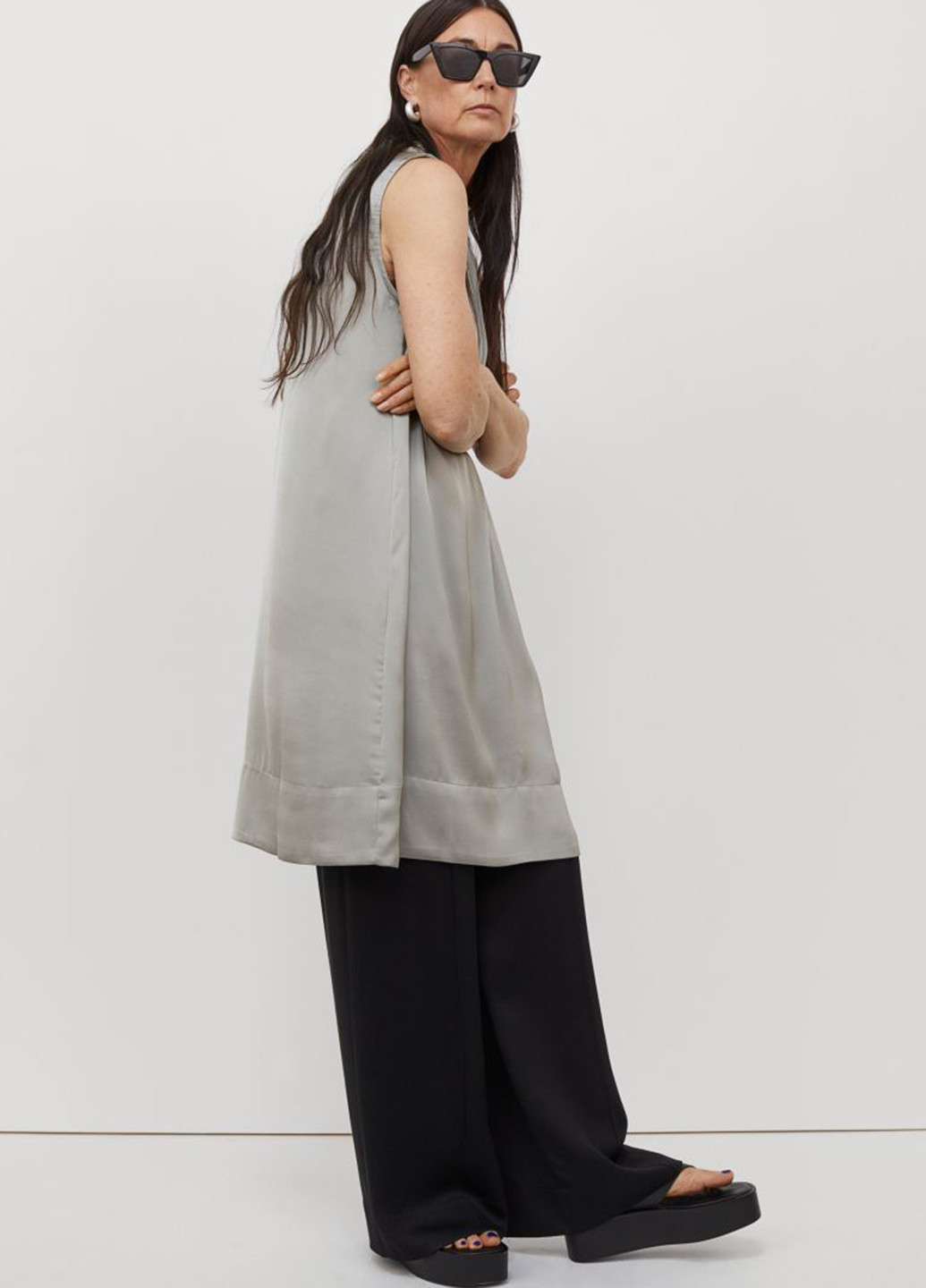 Сіра кежуал сукня H&M однотонна