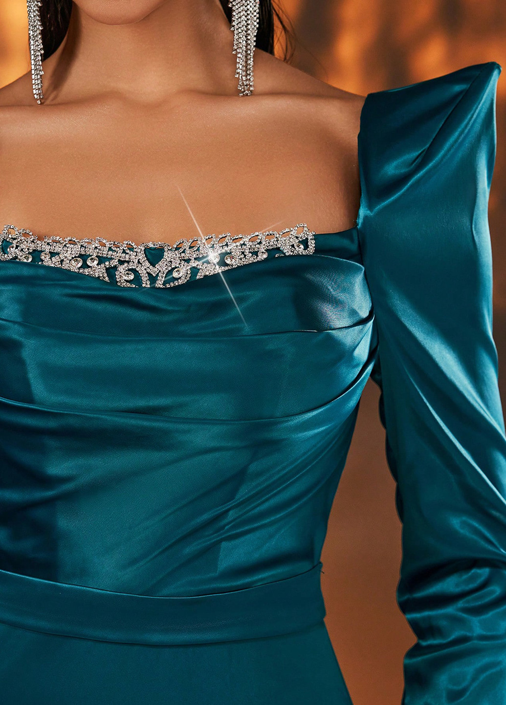 Морской волны вечернее платье годе SHEIN однотонное