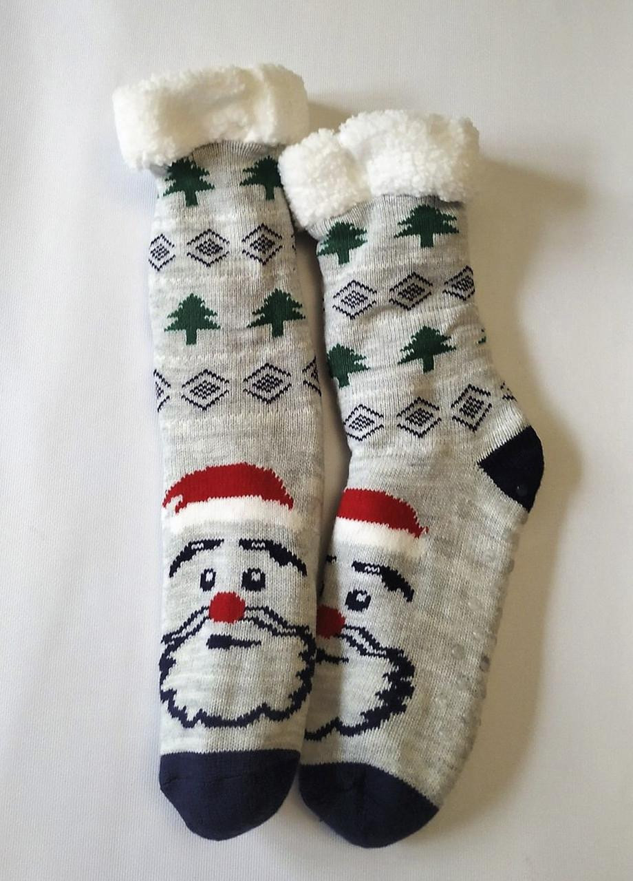 Новорічні термо шкарпетки на хутрі з підсвіткою Livergy сірі