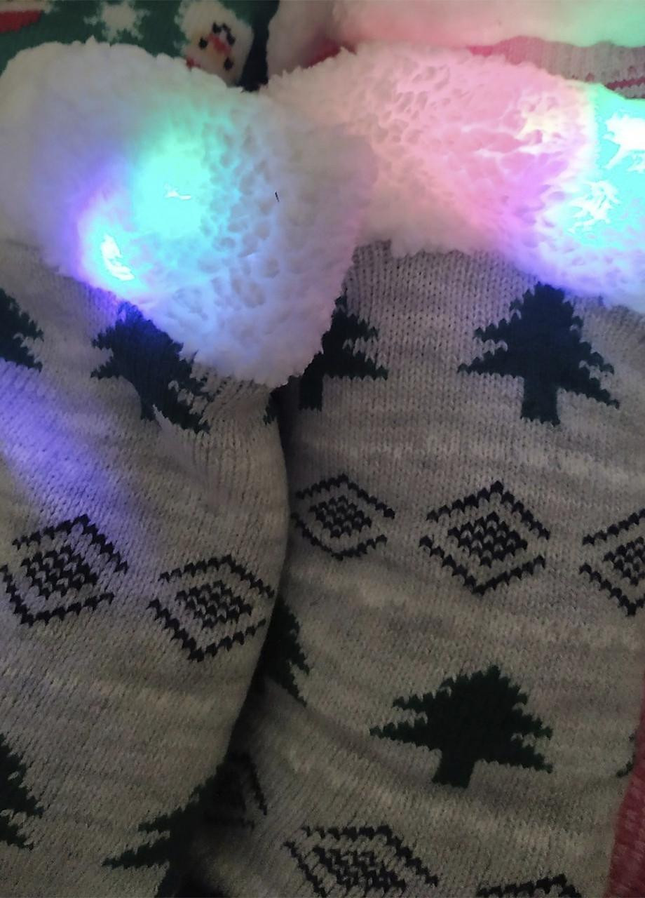 Новогодние термо носки на меху с подсветкой Livergy серые