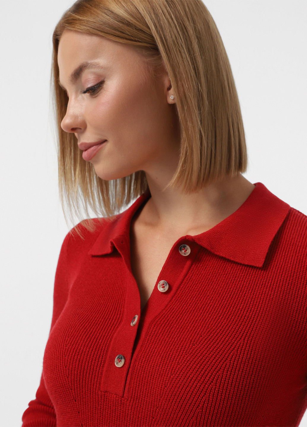 Красное кэжуал вязаное платье поло Sewel однотонное