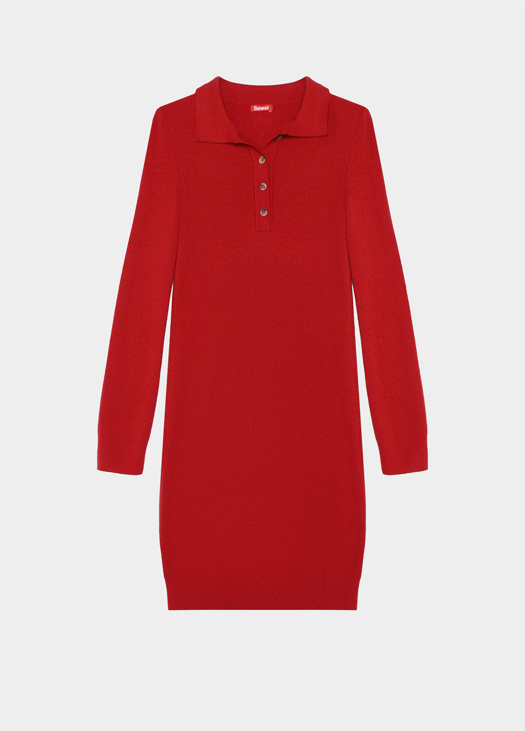 Красное кэжуал вязаное платье поло Sewel однотонное