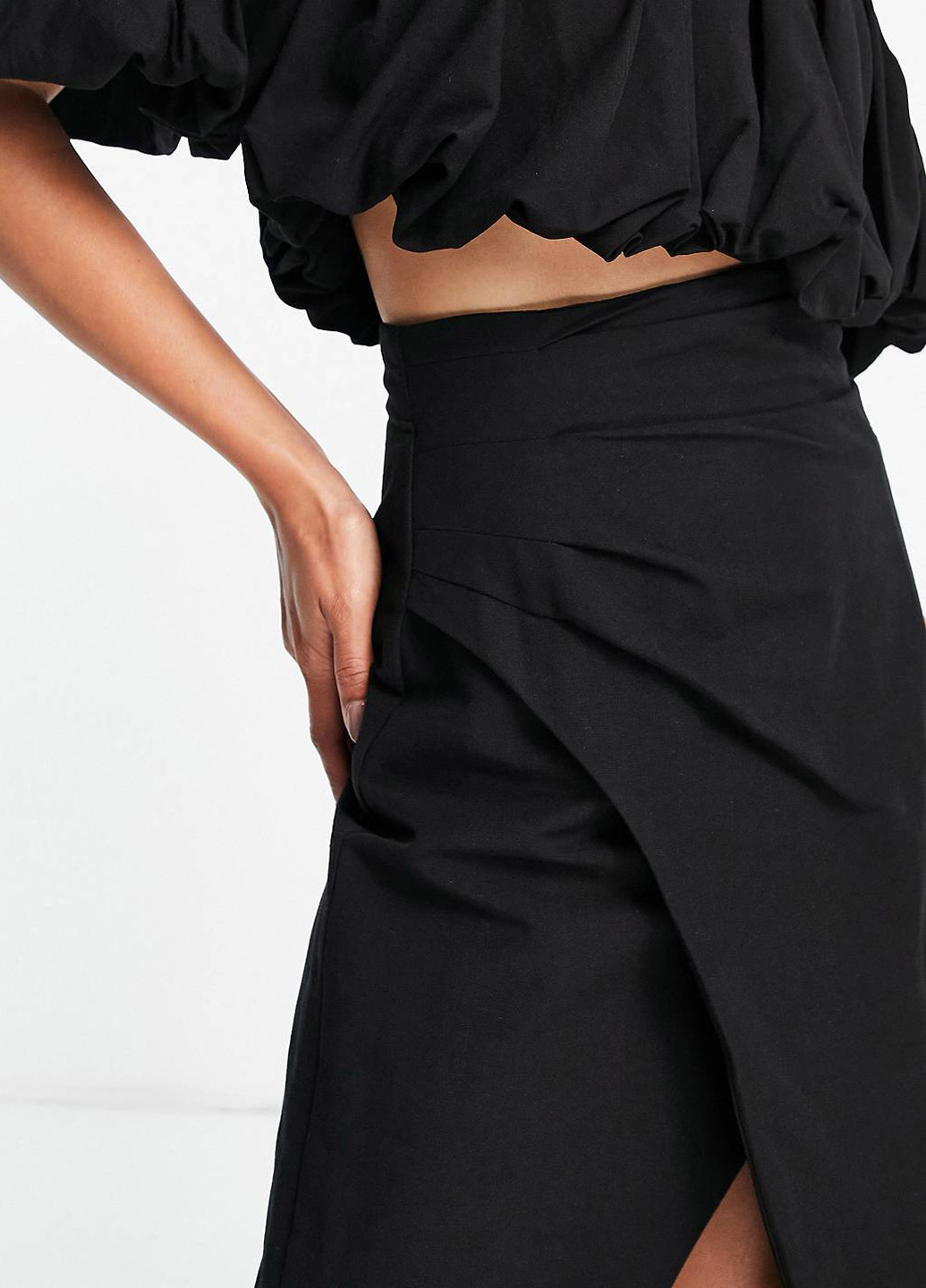 Черная кэжуал однотонная юбка Asos на запах