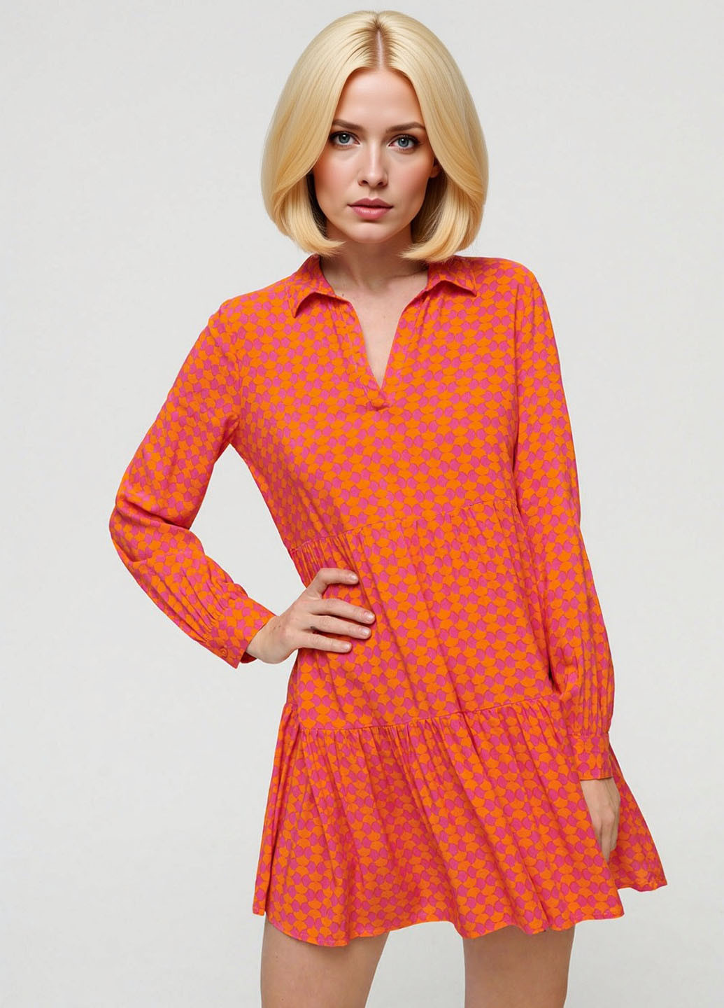 Комбинированное кэжуал платье Sinsay с геометрическим узором