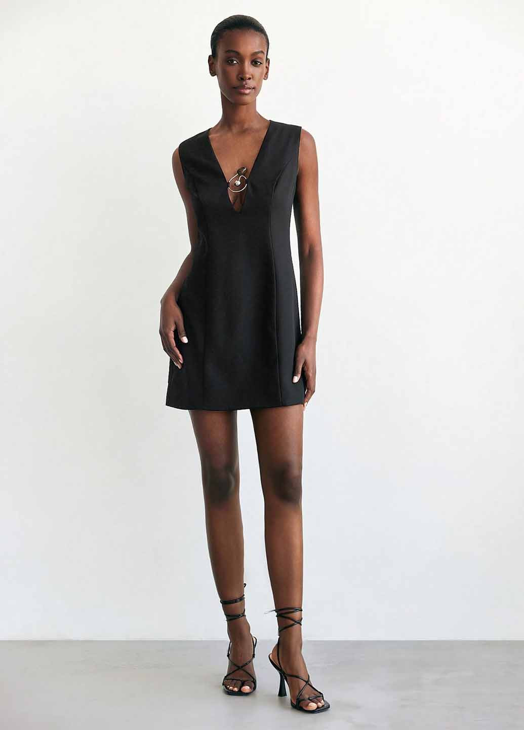 Чорна ділова, кежуал сукня SHEIN однотонна