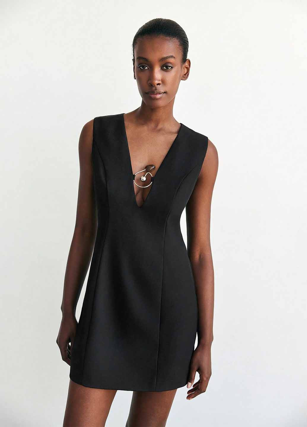 Чорна ділова, кежуал сукня SHEIN однотонна