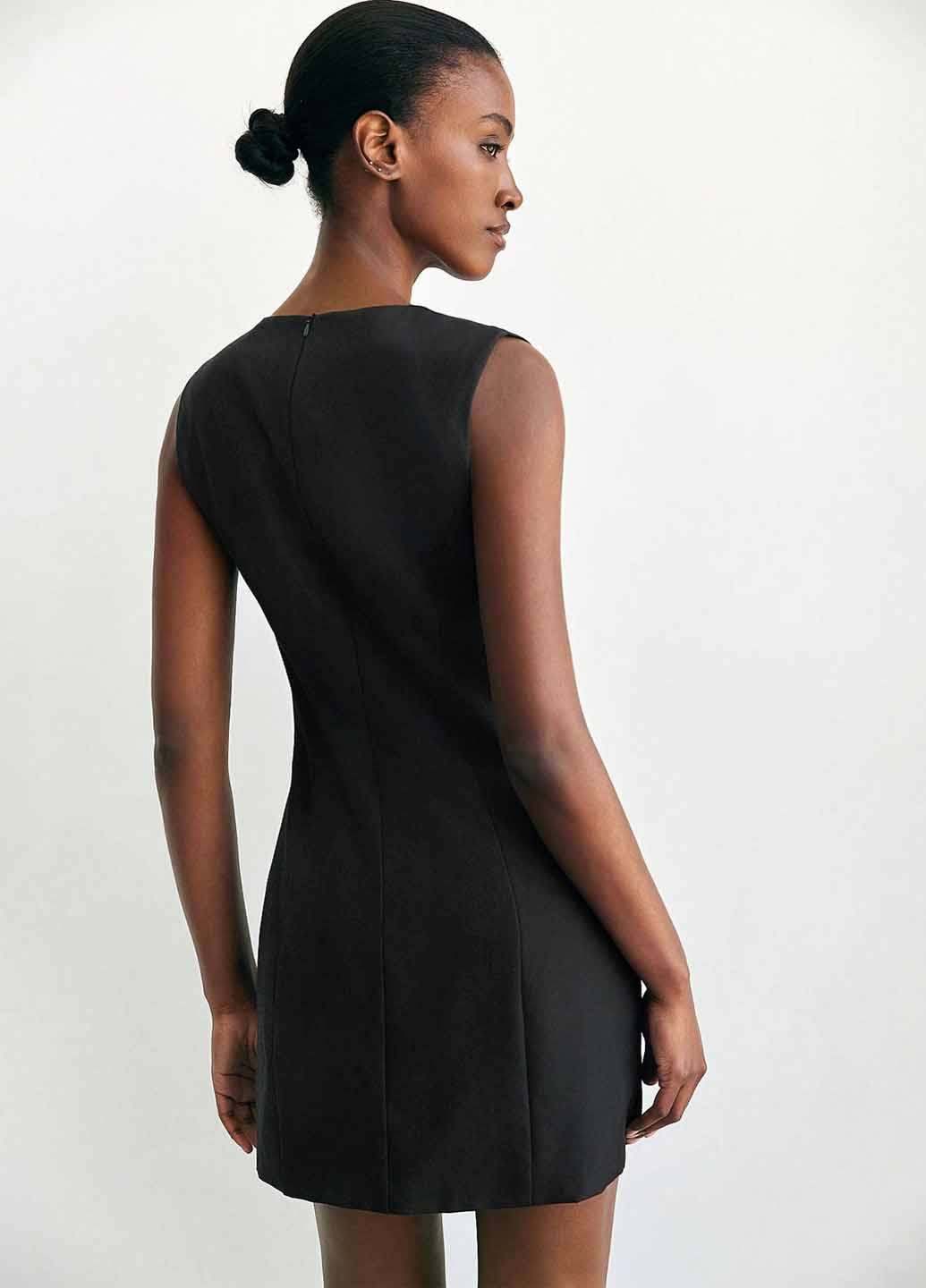 Чорна ділова, кежуал сукня SHEIN однотонна
