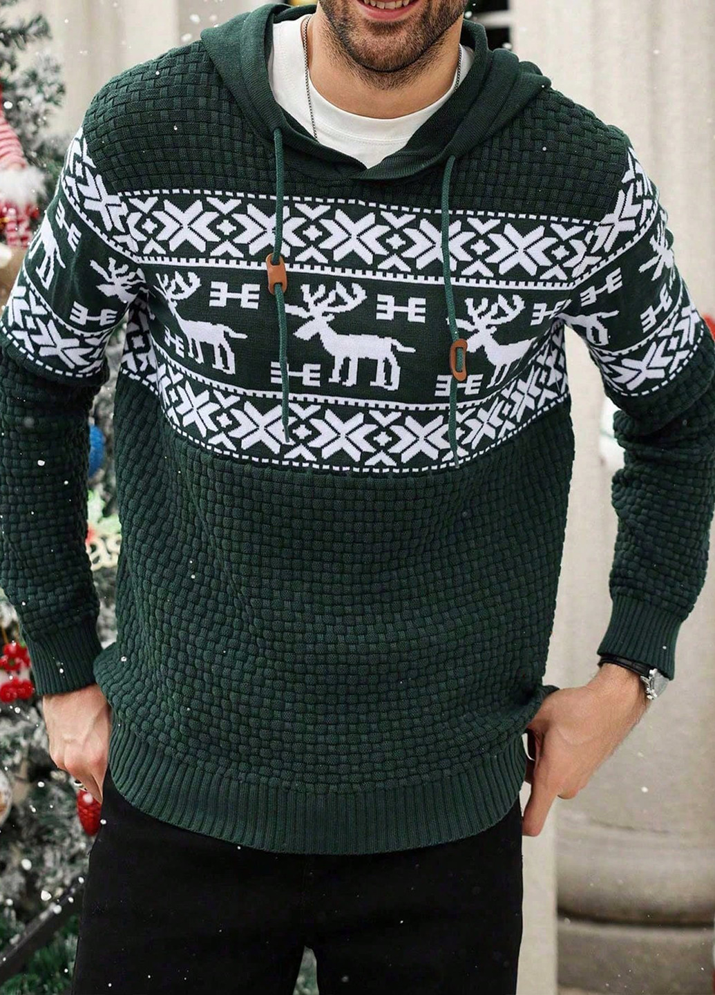 Темно-зеленый демисезонный свитер SHEIN