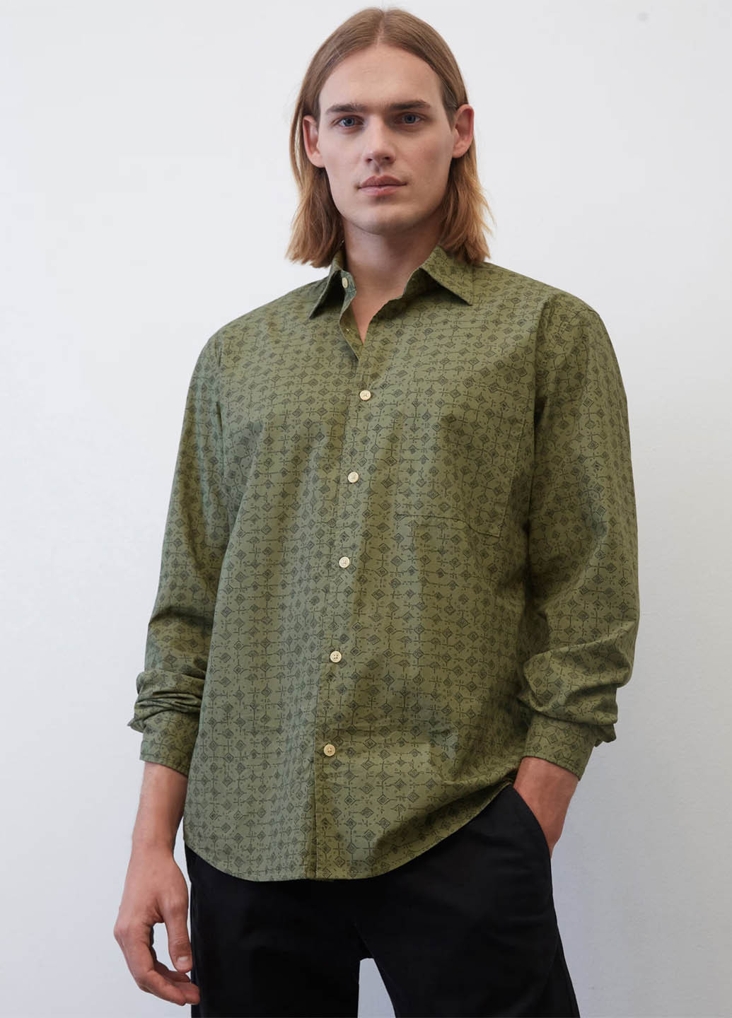 Оливковая кэжуал рубашка с рисунком Marc O'Polo