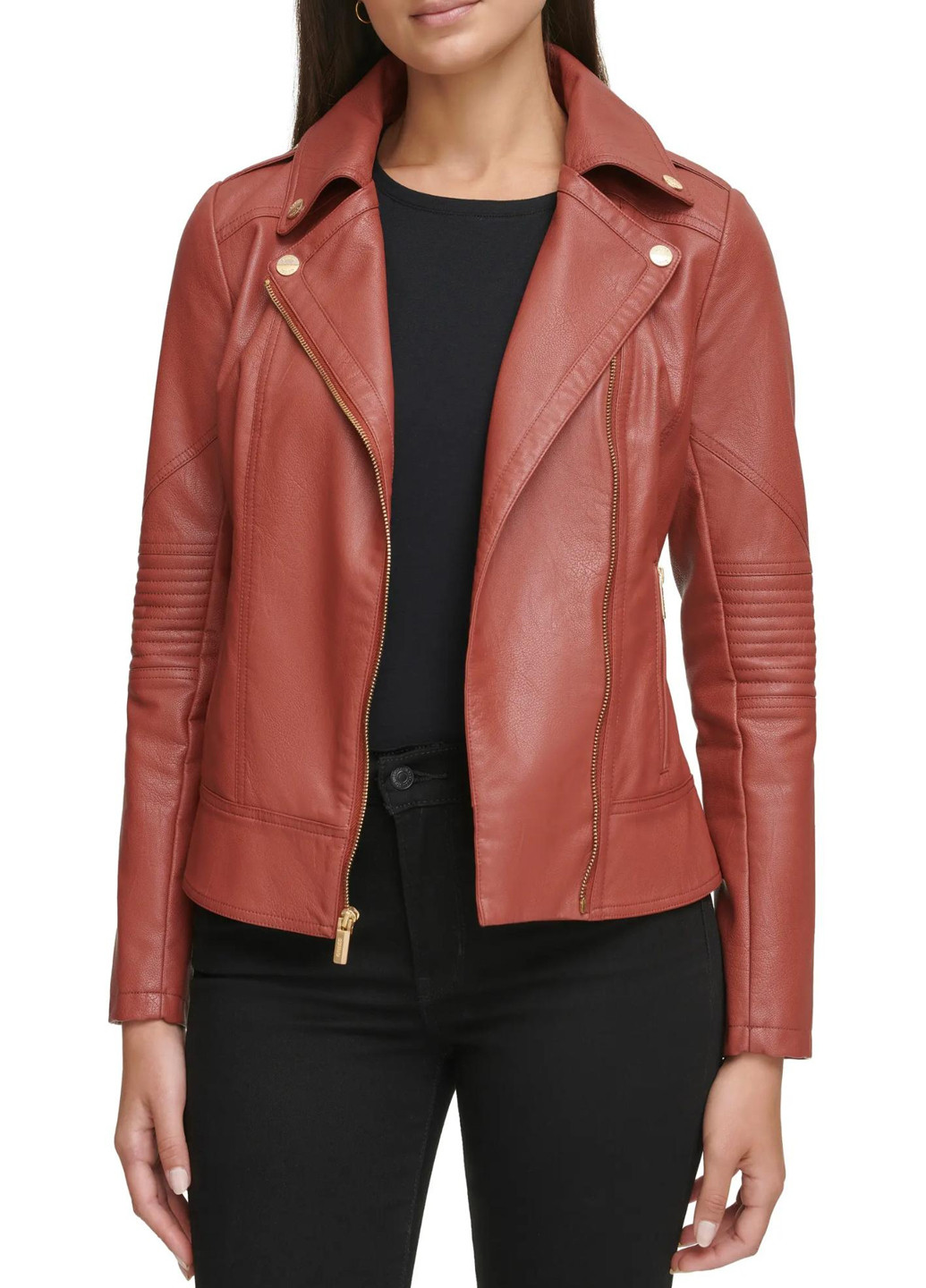 Коричневая демисезонная куртка косуха Guess