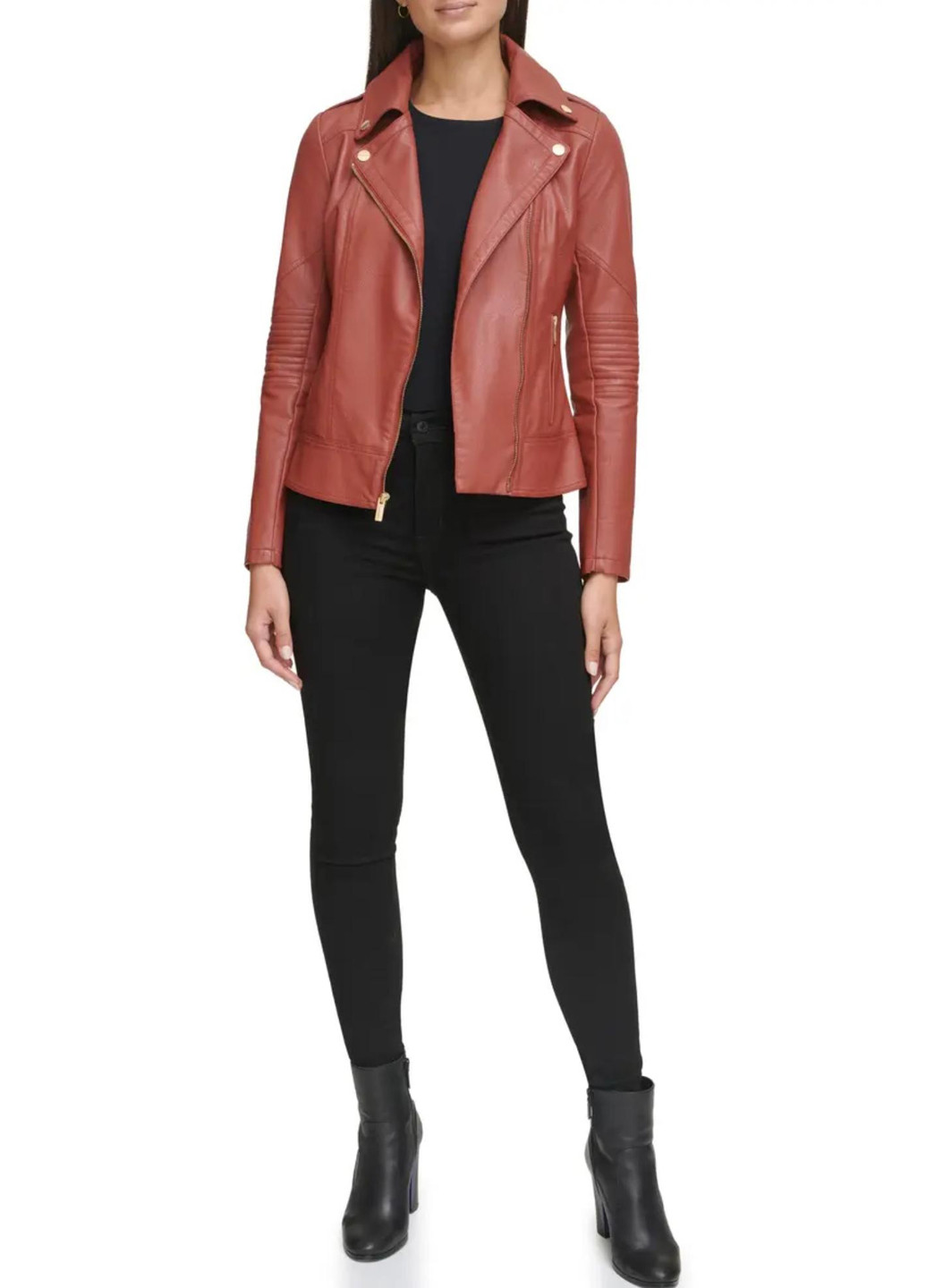 Коричневая демисезонная куртка косуха Guess