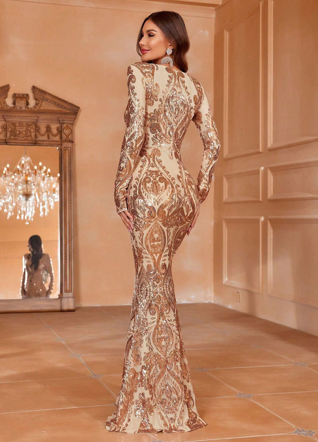 Кремова вечірня сукня силуетна SHEIN однотонна