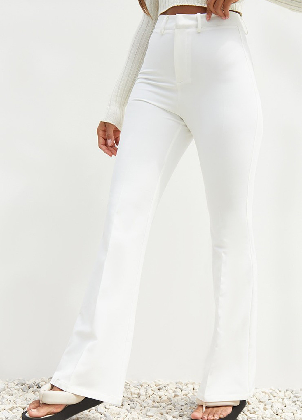 Белые кэжуал летние клеш брюки PrettyLittleThing