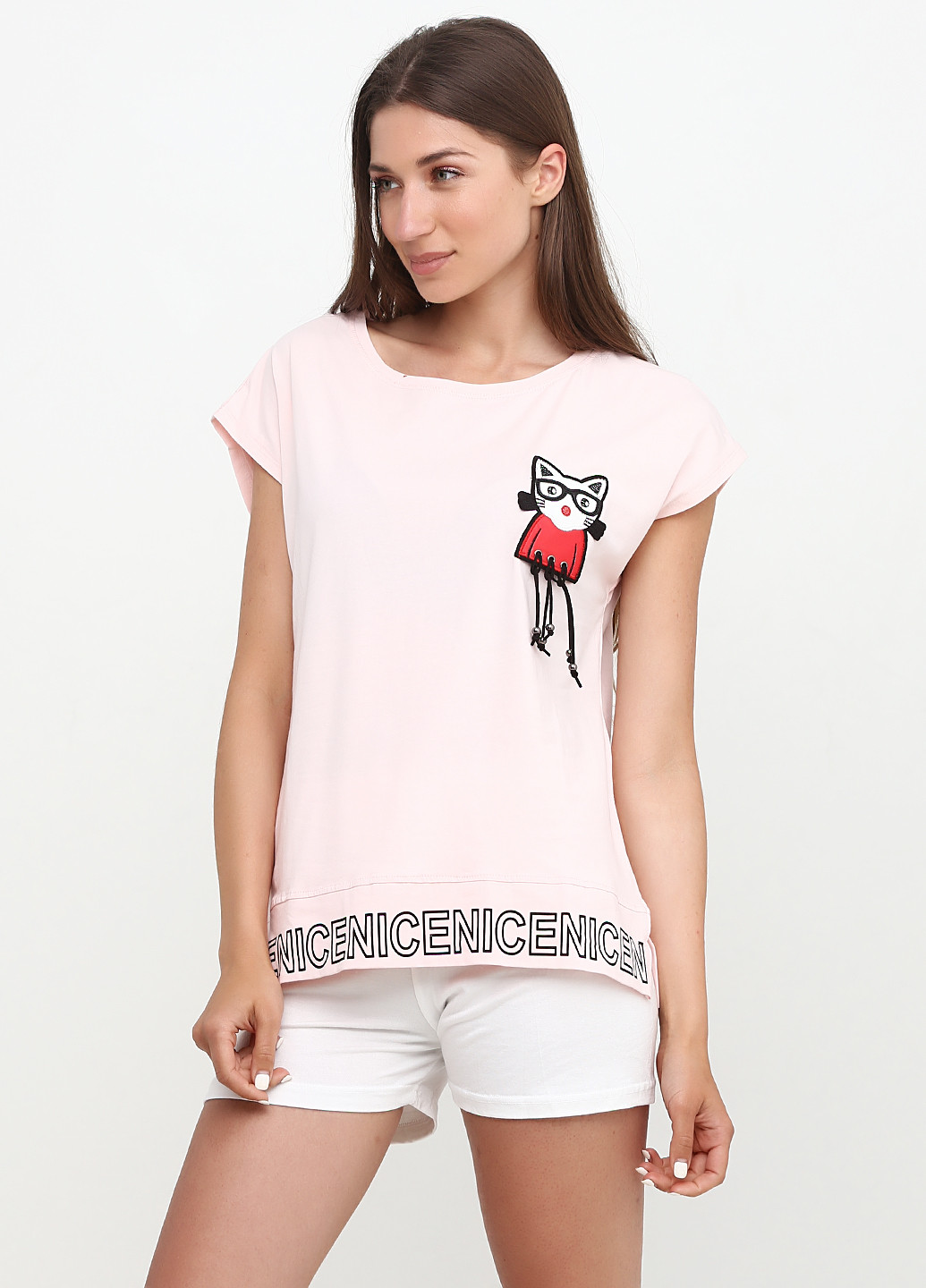Светло-розовая всесезон футболка с коротким рукавом Poncik