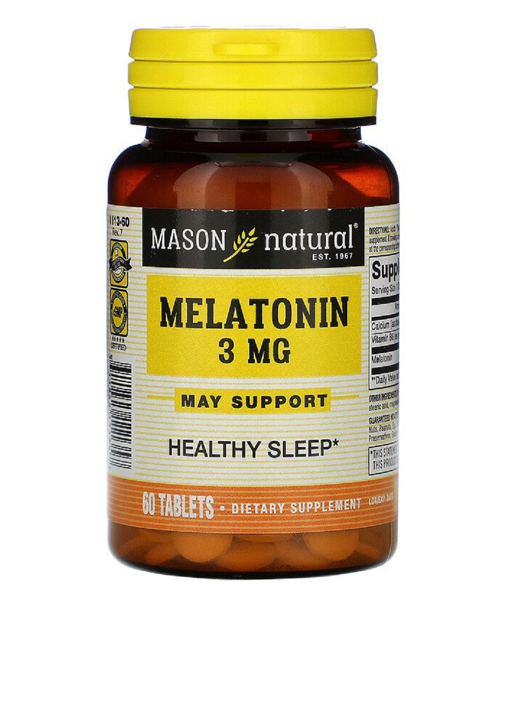 Мелатонін 3 мг (60 таблеток) Mason Natural (251206505)
