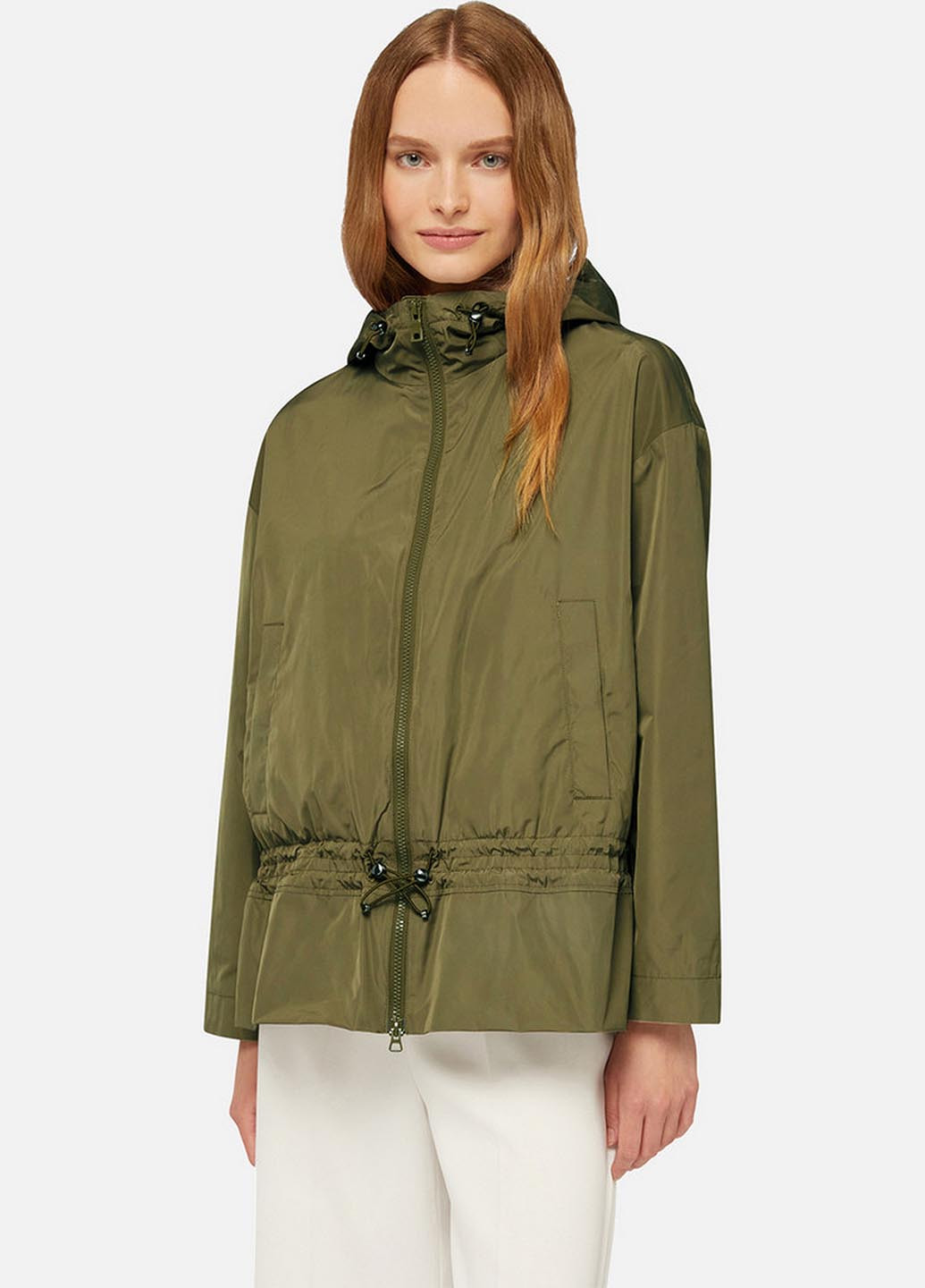 Оливковая (хаки) демисезонная куртка Geox