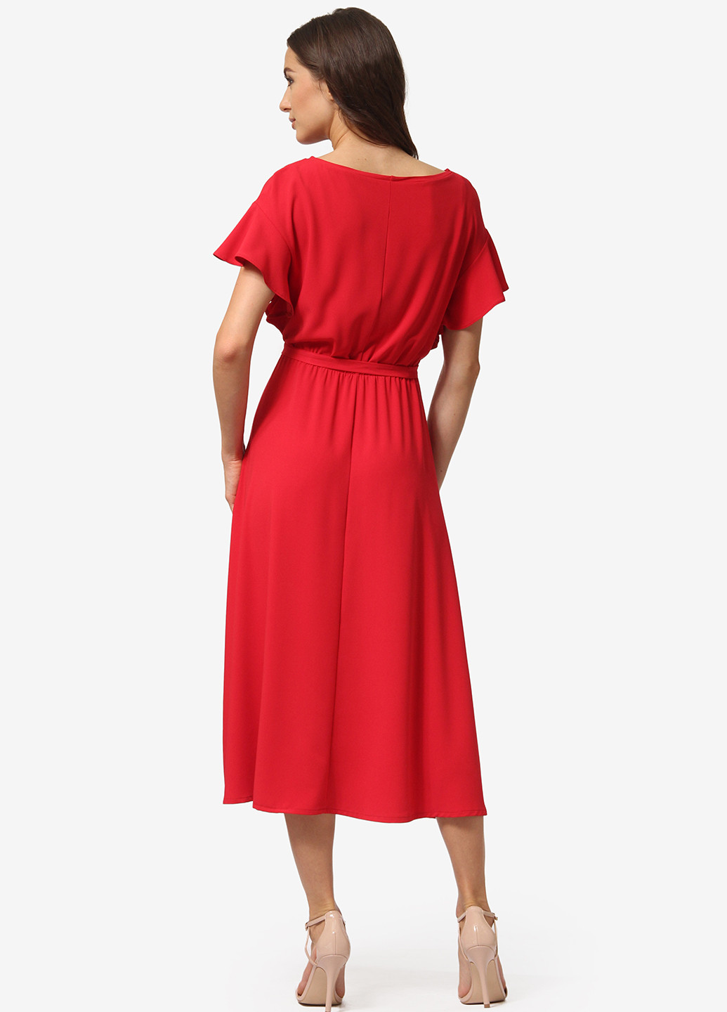 Красное кэжуал платье клеш Lada Lucci однотонное