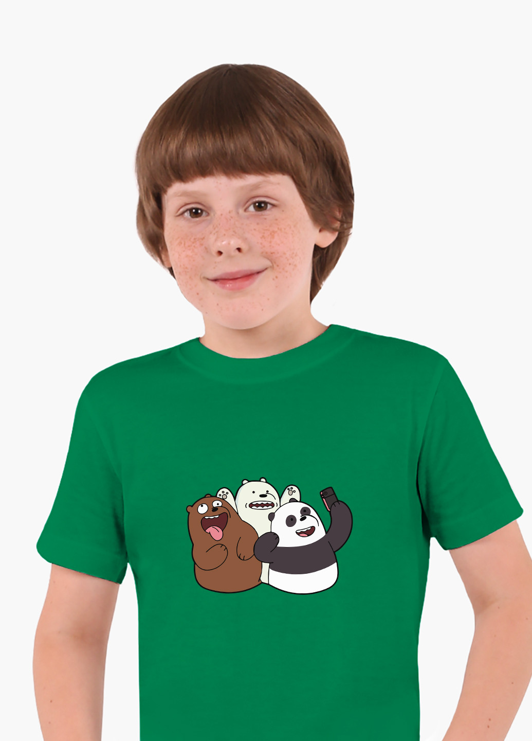 Зеленая демисезонная футболка детская вся правда о медведях (we bare bears)(9224-2665) MobiPrint