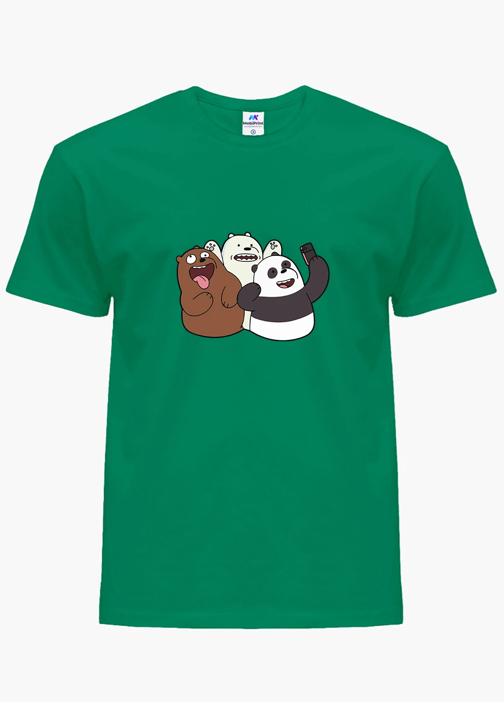 Зеленая демисезонная футболка детская вся правда о медведях (we bare bears)(9224-2665) MobiPrint