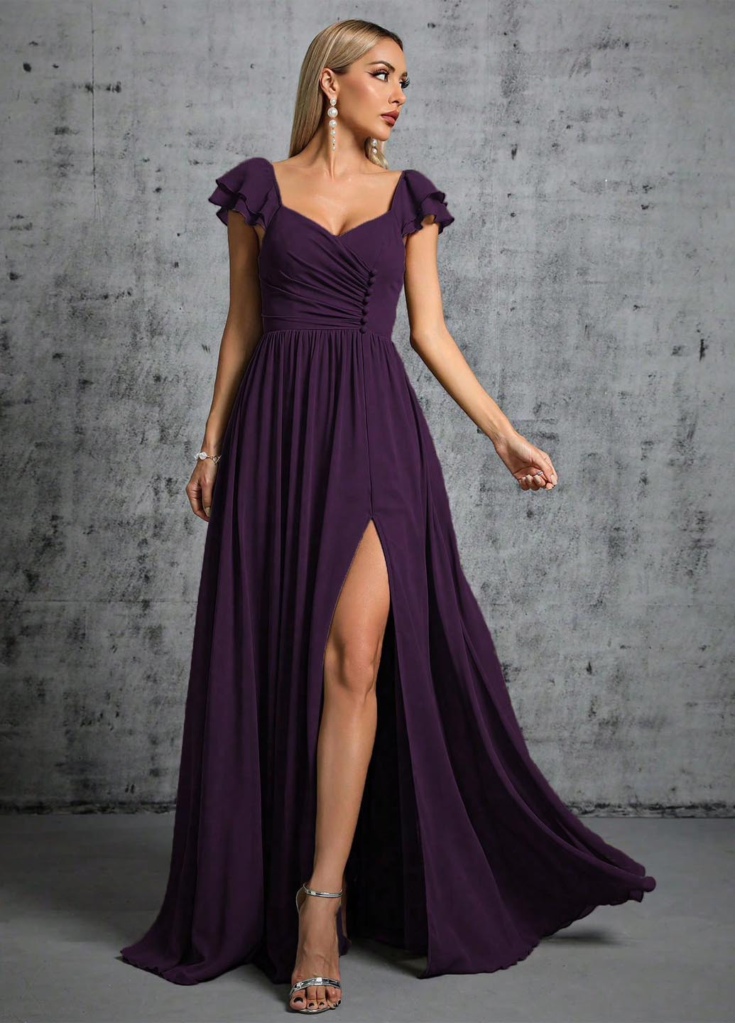 Фіолетова святковий, кежуал сукня кльош, з відкритою спиною SHEIN однотонна