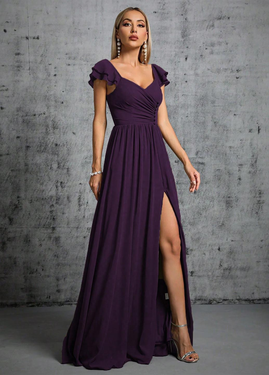 Фіолетова святковий, кежуал сукня кльош, з відкритою спиною SHEIN однотонна